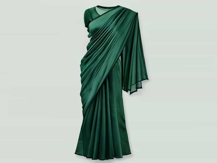 Dark Green Organza Saree