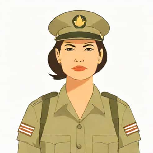Military Female Soldier With Unwavering Stubbornness