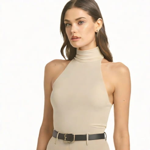 High Neck Backless Top